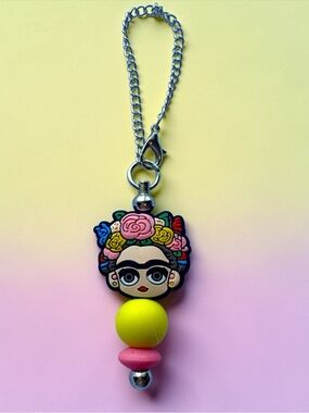 Colorful Frida-inspired Charm Keychain, cup charm, or? - Handmade